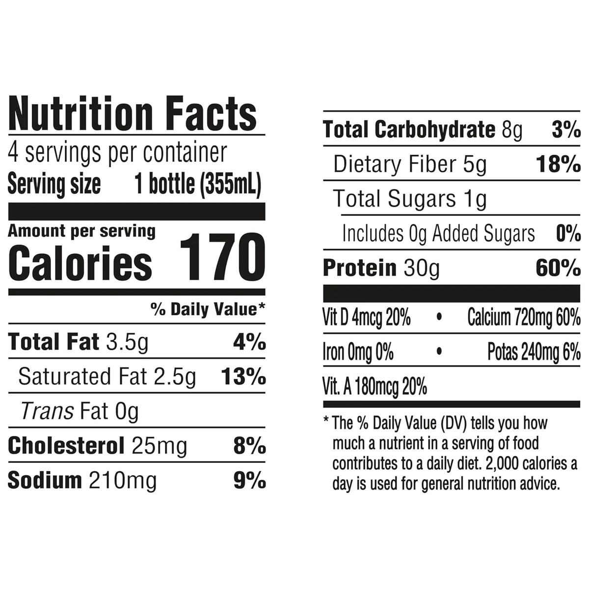 Oikos 30g Protein Shake, Strawberry, High Protein Drinks, Shelf Stable, Ready to Drink, 5g Prebiotic Fiber, 12 fl oz Bottle, 4 Count