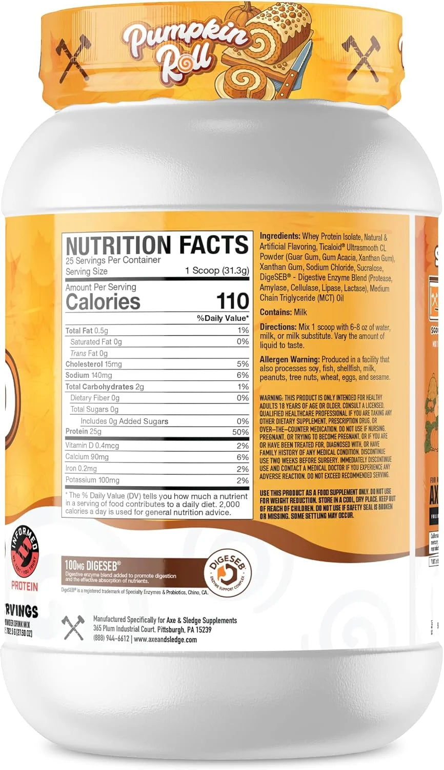 Axe and Sledge Farm Fed Whey Protein Isolate Pumpkin Roll
