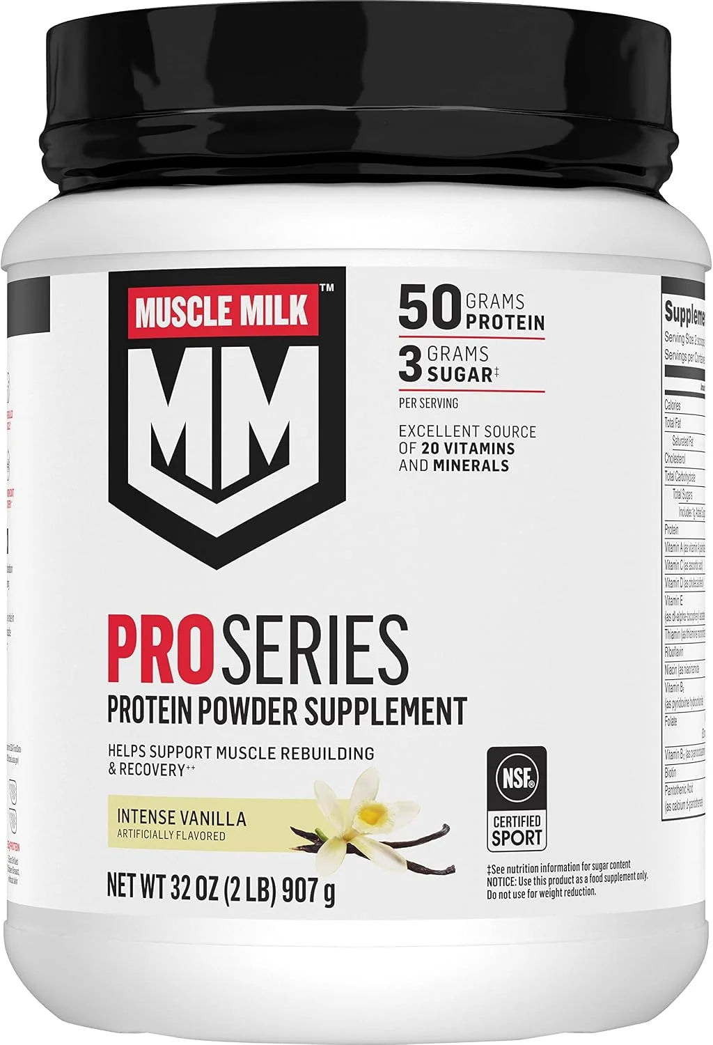 Muscle Milk Pro Series Protein Powder Supplement, Intense Vanilla, 2 Pound, 11 Servings & Pro Series Protein Powder Supplement,Knockout Chocolate,2 Pound,11 Servings,50g Protein