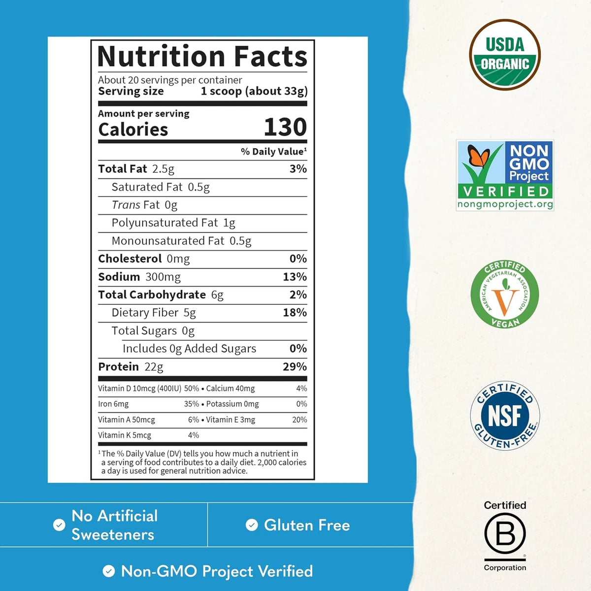 Garden of Life Raw Organic Protein Powder, Vegan, Vanilla, 20 Servings