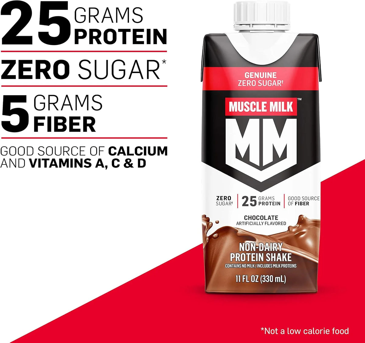 Muscle Milk Genuine Protein Shake, Vanilla Crème, 11 Fl Oz Carton, 12 Pack, 25g Protein, Zero Sugar, Calcium, Vitamins A, C & D, 5g Fiber, Energizing Snack, Workout Recovery, Packaging May Vary