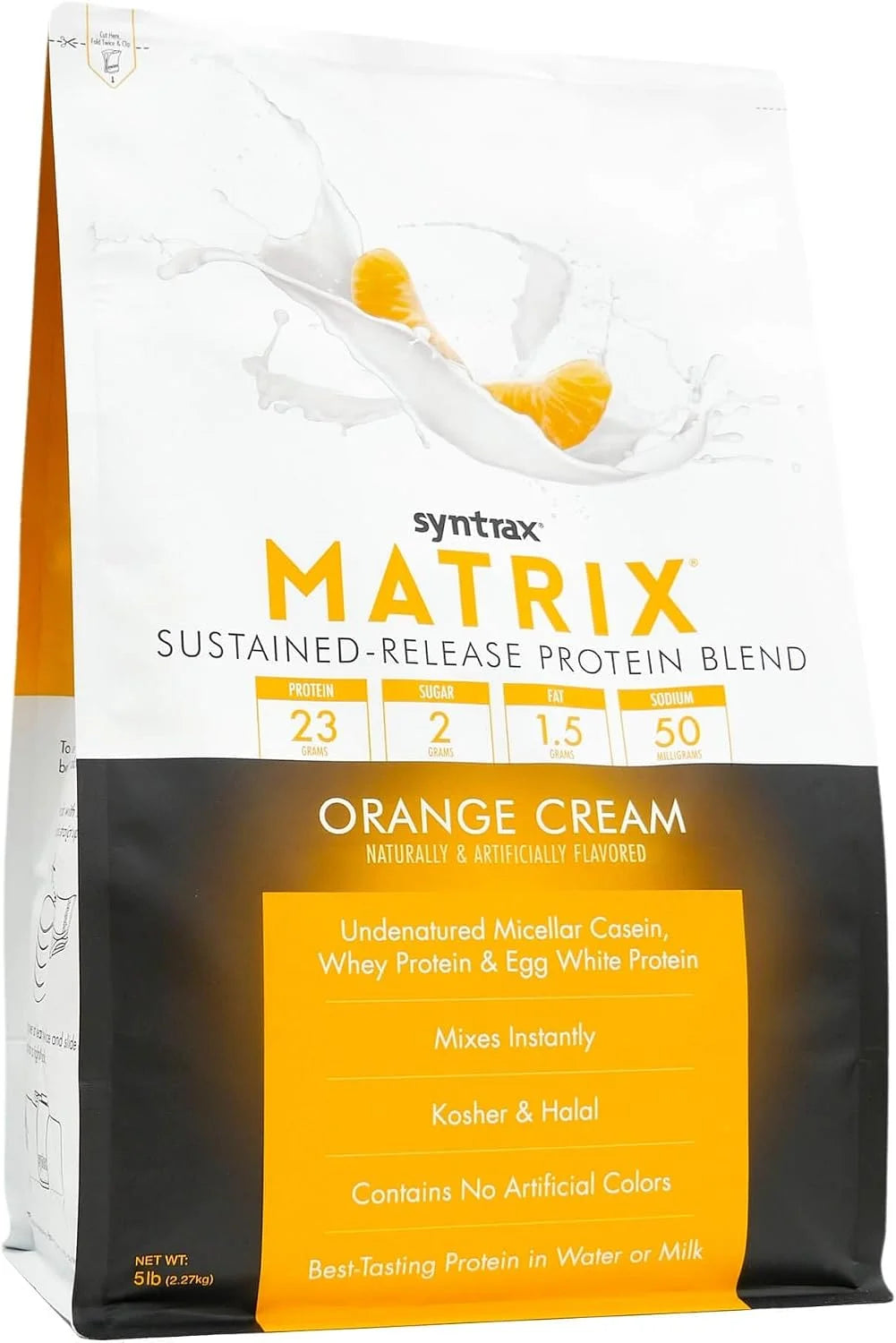 Syntrax Matrix Sustained‑Release Protein Powder Blend, Orange Cream, 5 lb