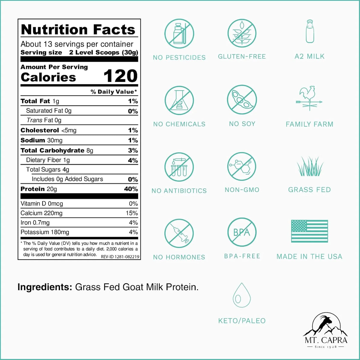 Mt. Capra Clean Whole Protein | No Sweeteners | 13 Servings - 400 g