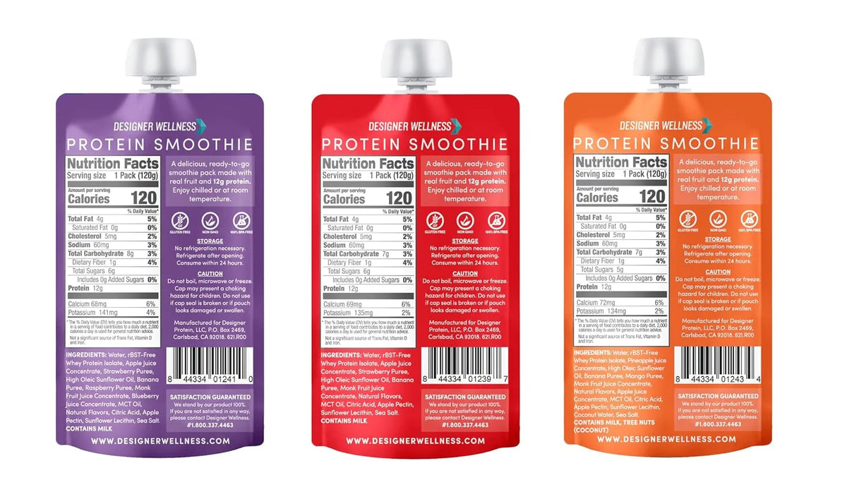 Designer Wellness, Original Variety, Protein Smoothie, 12g Whey, 12 ct