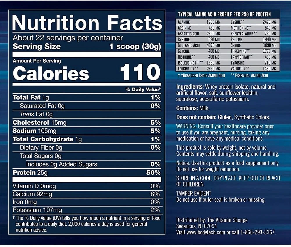 BodyTech Whey Protein Isolate Powder - 25g Protein per Serving with BCAAs - Fast-Absorbing for Muscle Growth & Recovery - Fruity Cereal (1.5 lb, 23 Servings)