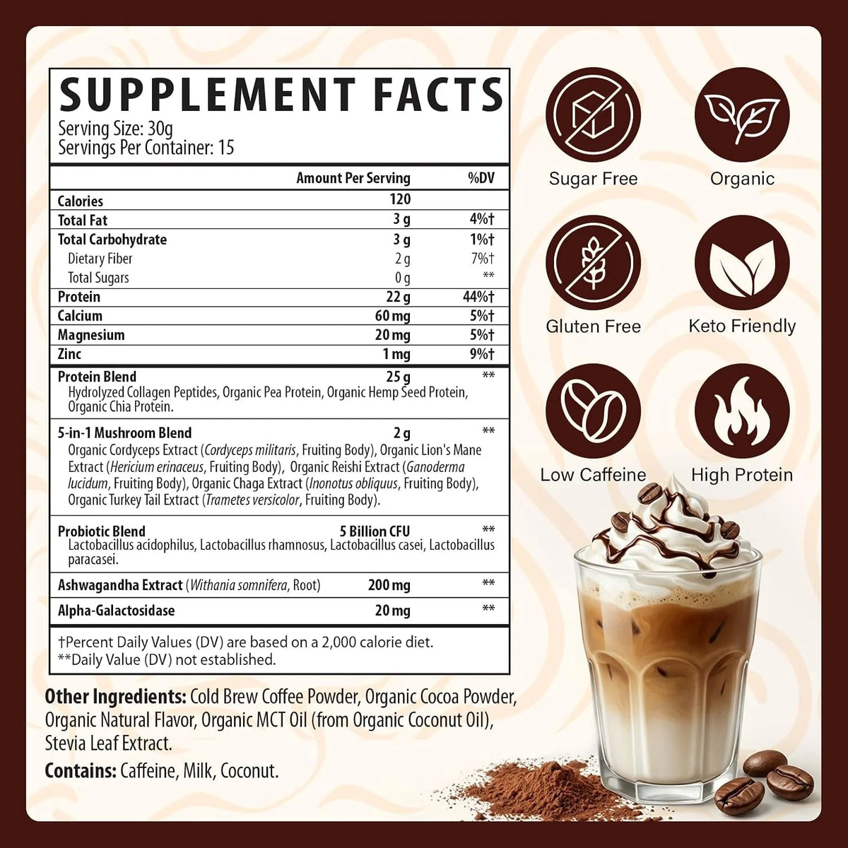 Protein Coffee Powder, Cold Brew Mocha Iced Coffee with 25g Protein