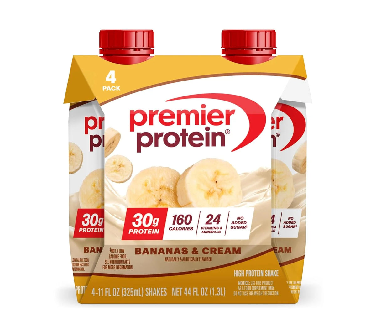 Premier Protein 30g High Protein Shake, Bananas & Cream, 4 Pack