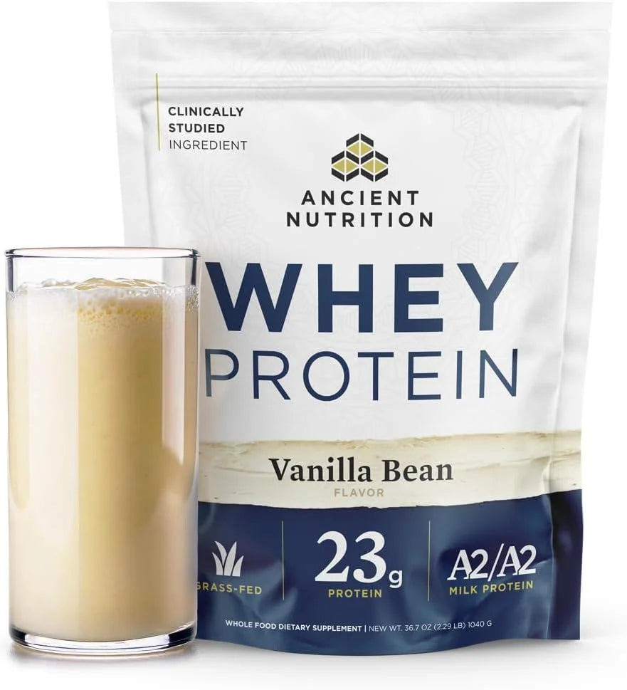 Ancient Nutrition Grass Fed Whey Protein, Collagen Peptides, Vanilla