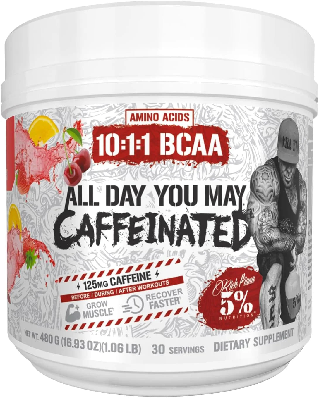 5% Nutrition AllDayYouMay BCAA Powder and EAAs (Peach Tea)