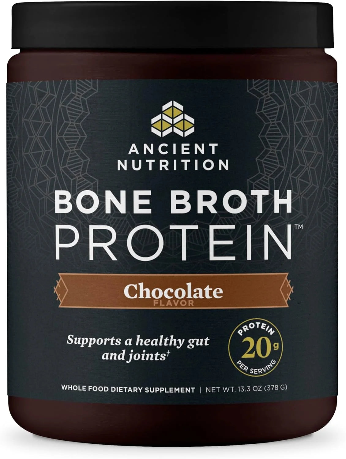 Ancient Nutrition Grass Fed Bone Broth Protein Powder, Chocolate