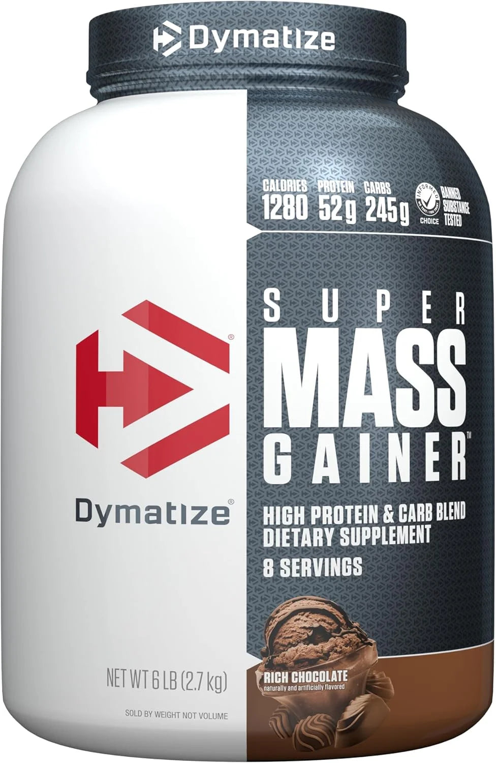 Dymatize Super Mass Gainer 52g Protein Powder, Rich Chocolate, 6 lb
