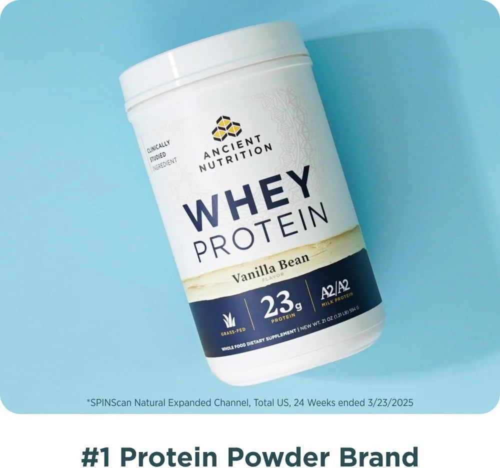 Ancient Nutrition Grass Fed Whey Protein, Collagen Peptides, Vanilla