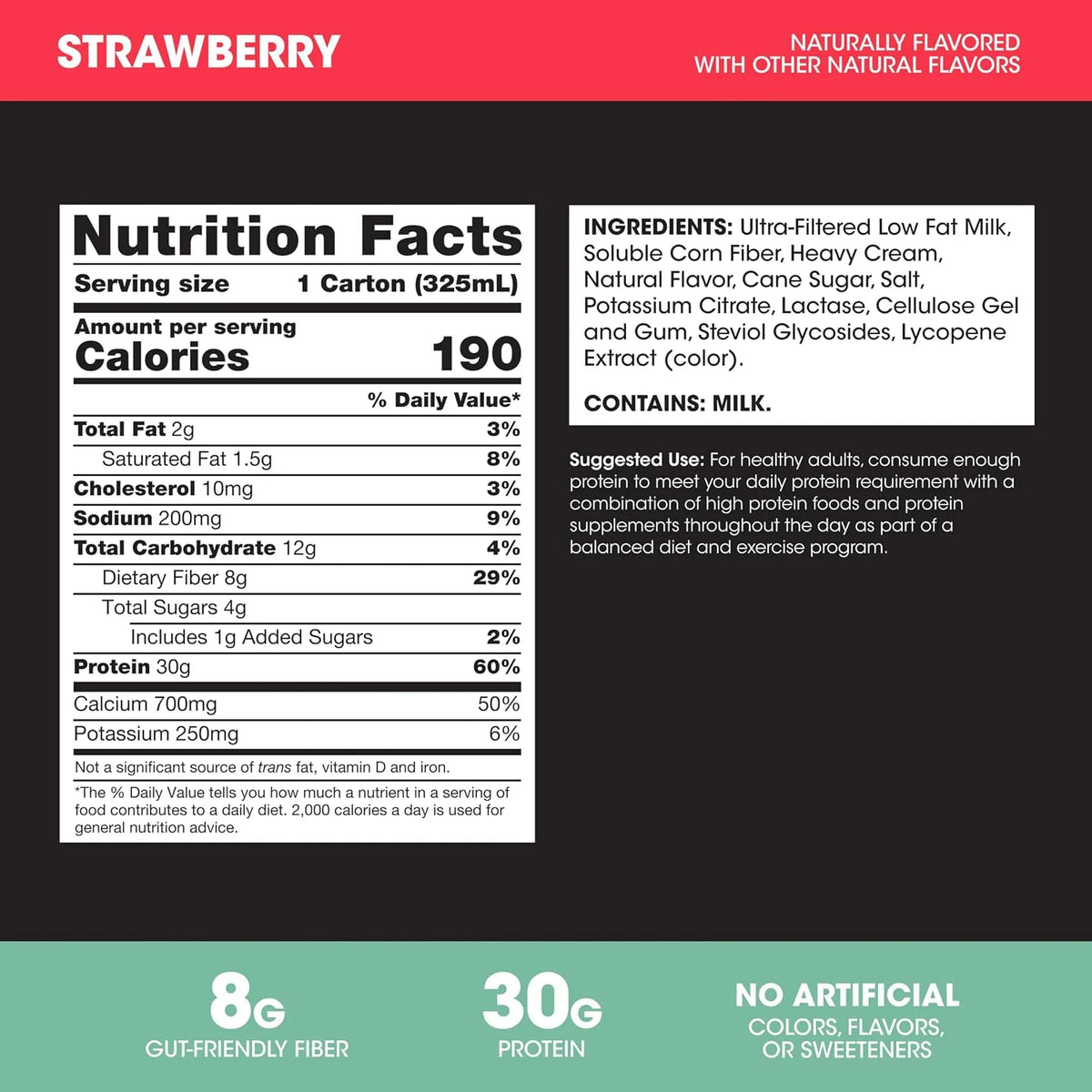 Optimum Nutrition Ultra-Filtered Milk Protein Shake, Strawberry, 11oz, 4ct