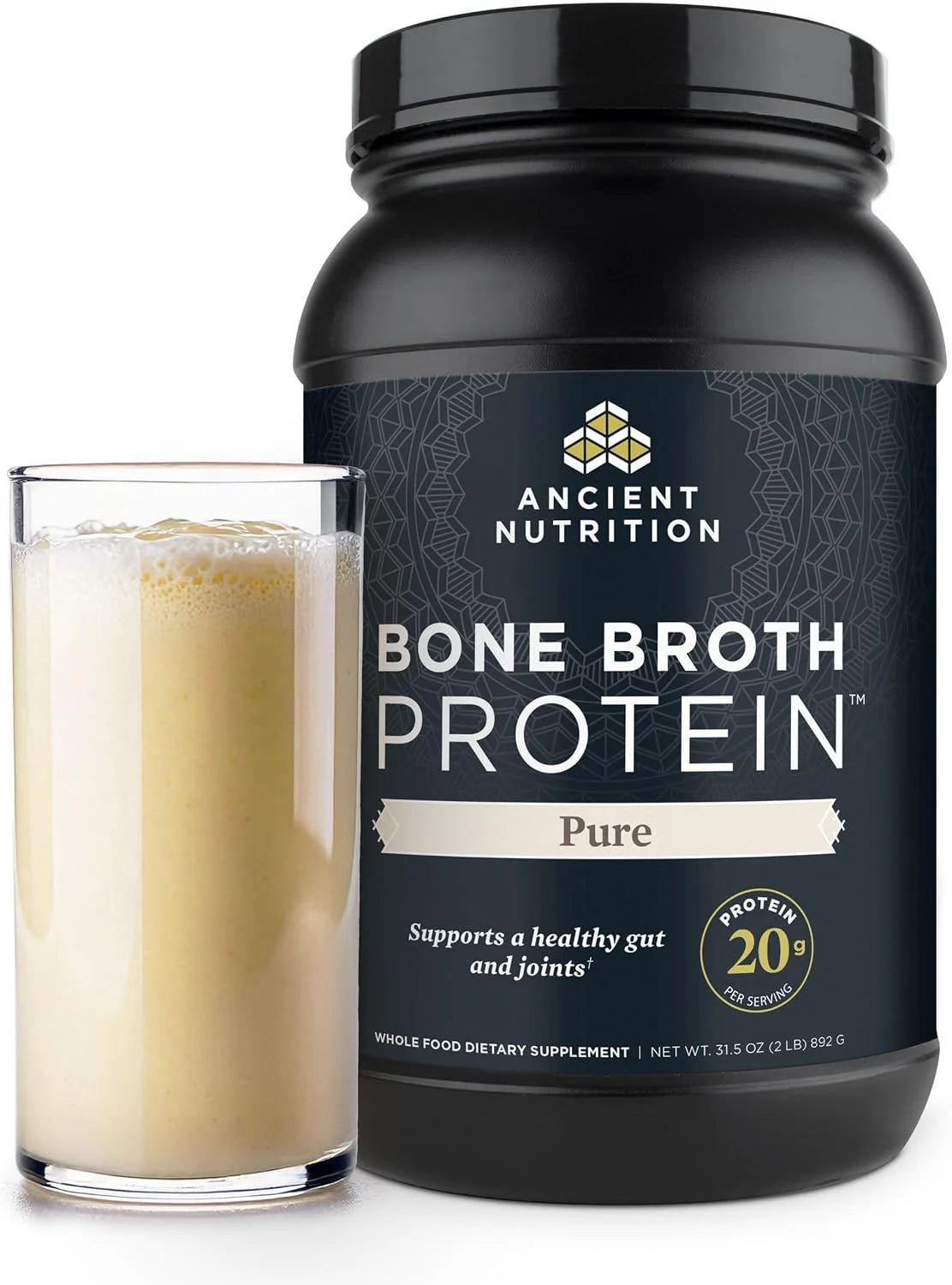 Ancient Nutrition Grass Fed Bone Broth Protein Powder, Chocolate