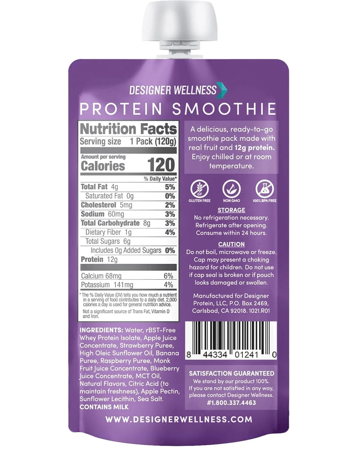 Designer Wellness, Mixed Berry, Protein Smoothie, 12g Whey, 12 ct