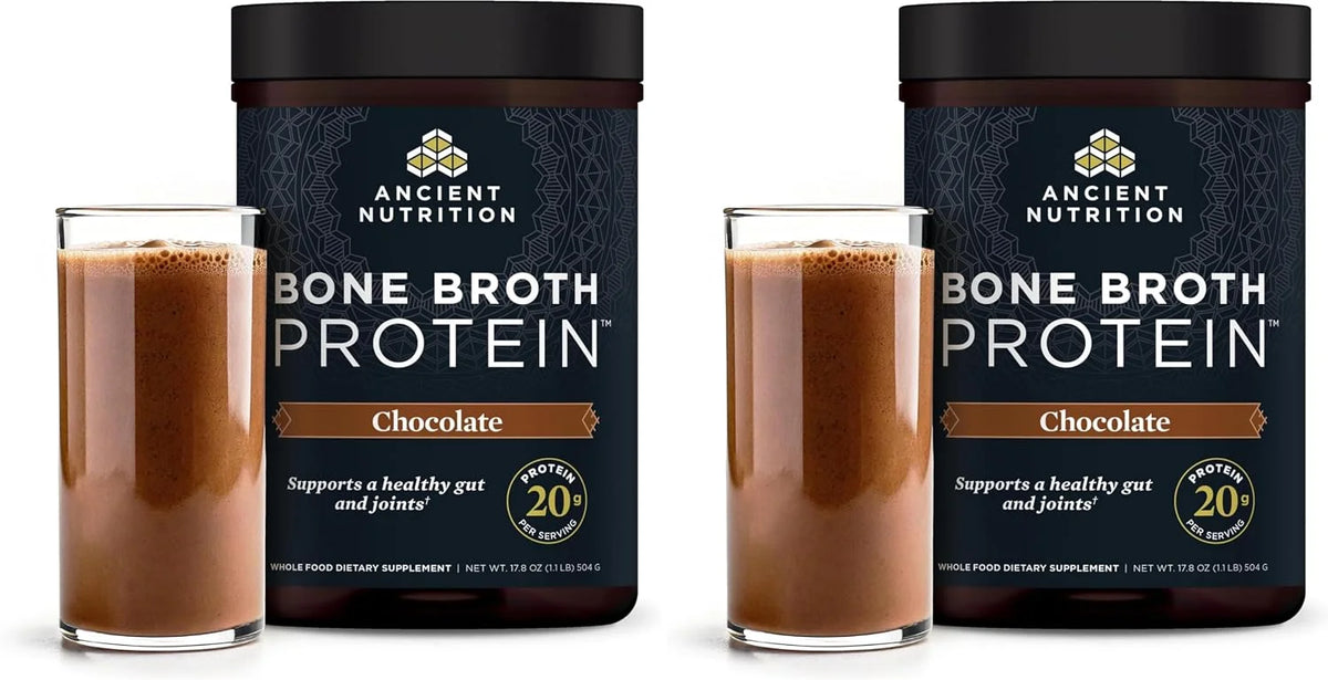 Ancient Nutrition Grass Fed Bone Broth Protein Powder, Chocolate