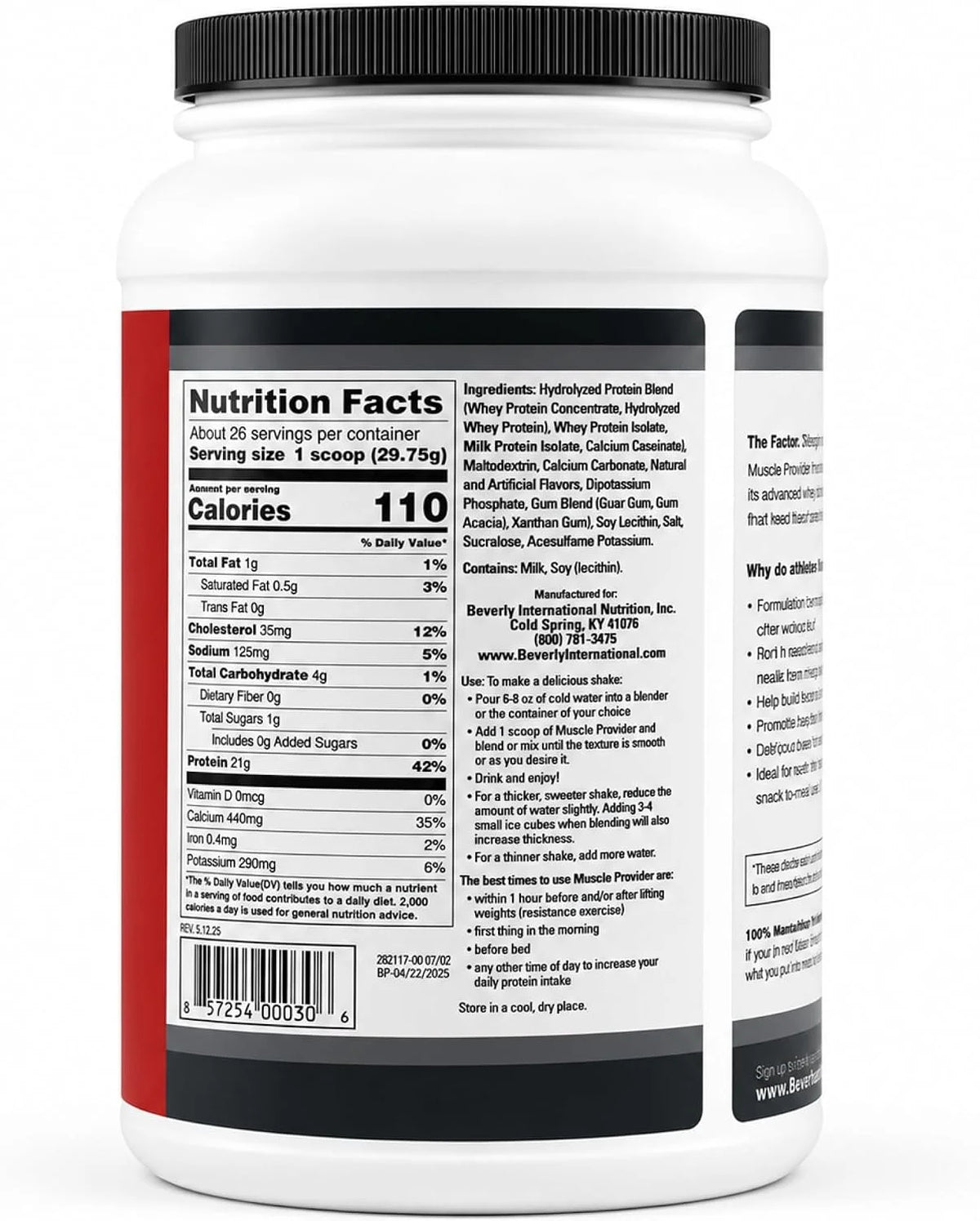 Beverly International Muscle Provider Whey Protein, Vanilla, 28 Servings