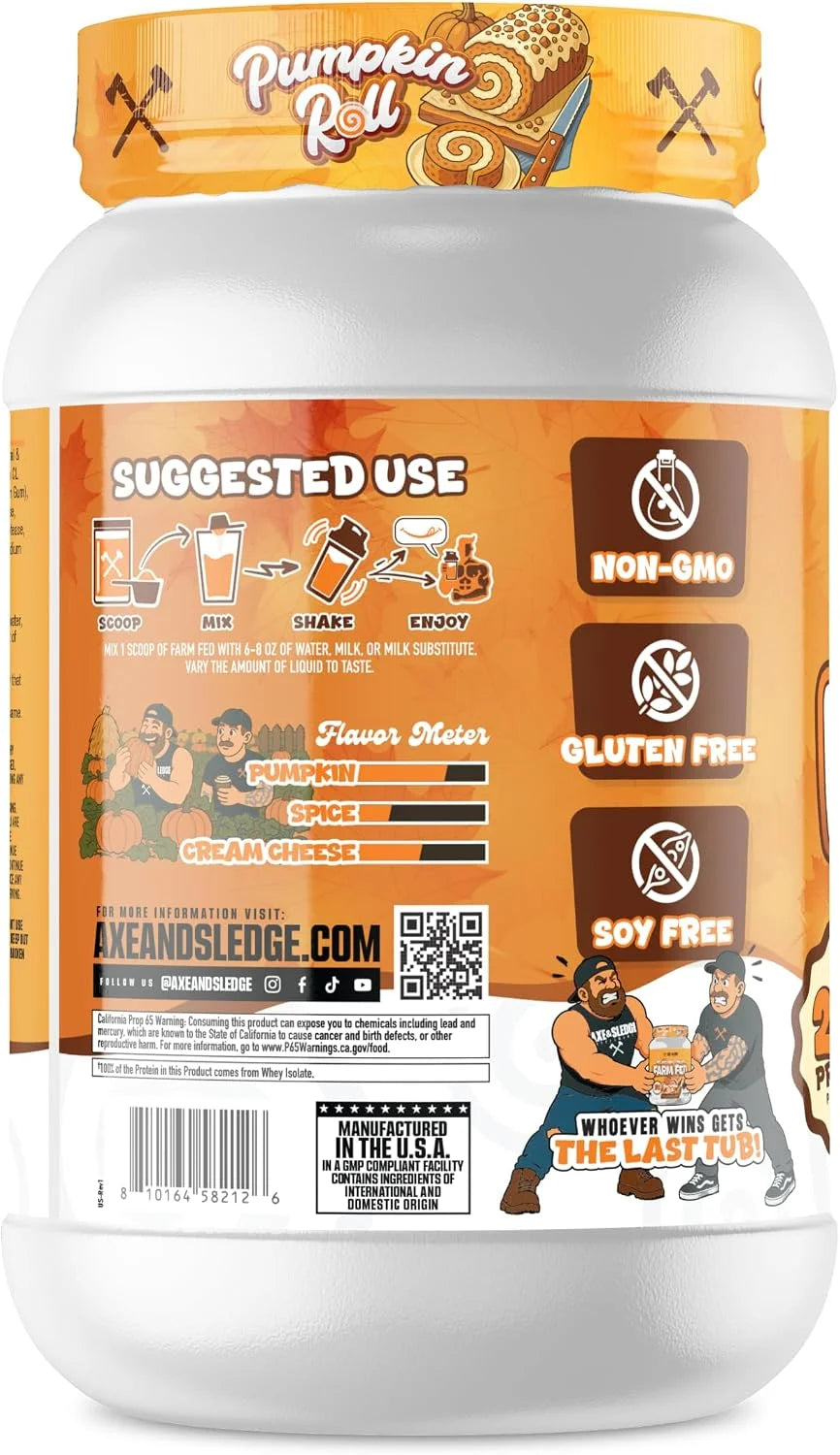Axe and Sledge Farm Fed Whey Protein Isolate Pumpkin Roll