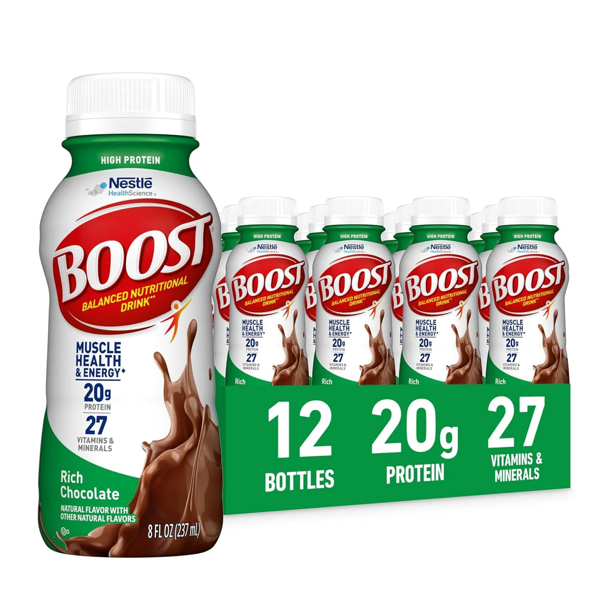BOOST High Protein Balanced Nutritional Drink, Chocolate, 8 FL OZ, 12 pk