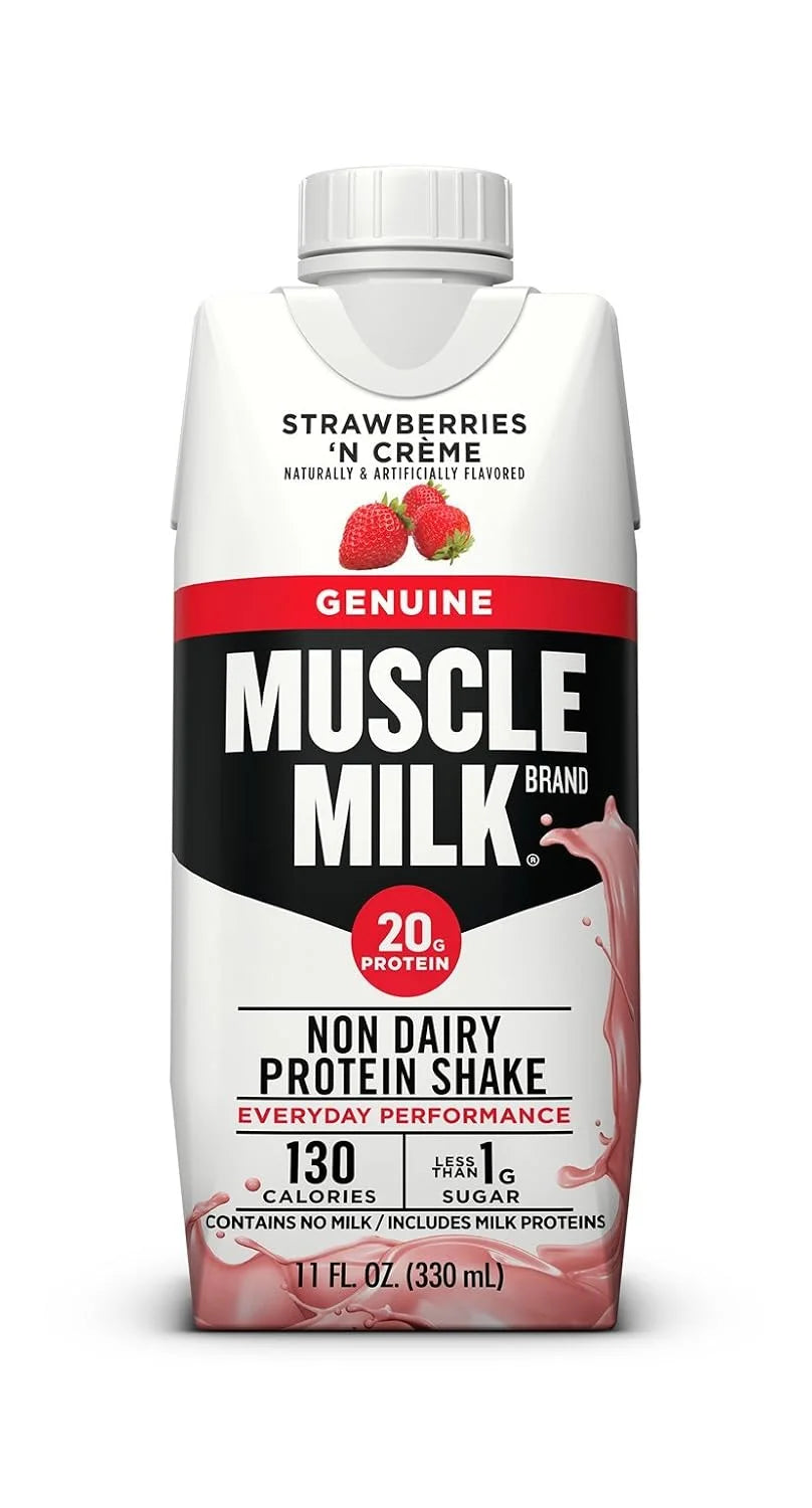 Muscle Milk Genuine Protein Shake, Strawberries 'N Crème, 25g Protein, 11 FL OZ, (Pack of 4)
