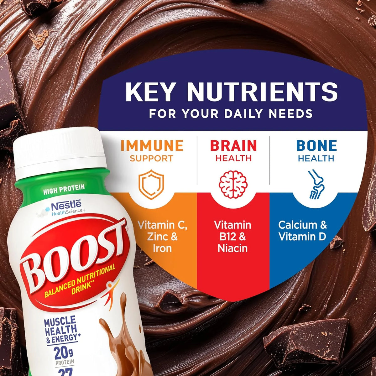BOOST High Protein Balanced Nutritional Drink, Chocolate, 8 FL OZ, 12 pk