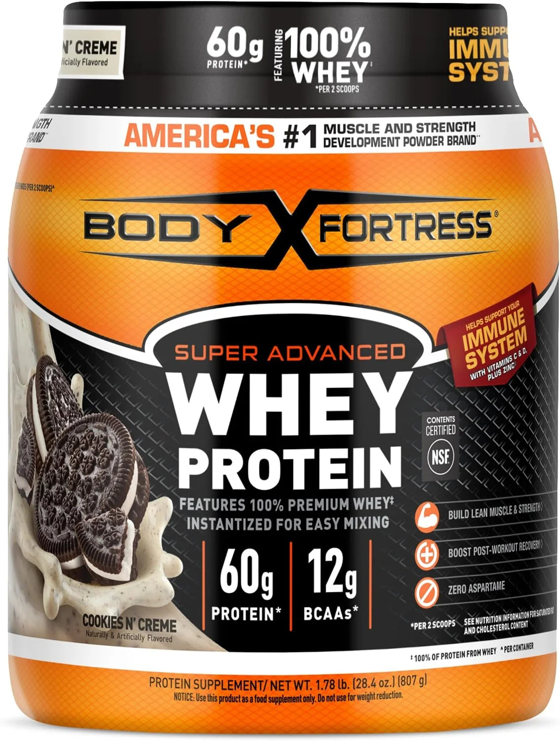Body Fortress Super Advanced Whey Protein, Chocolate, 1.78 lbs