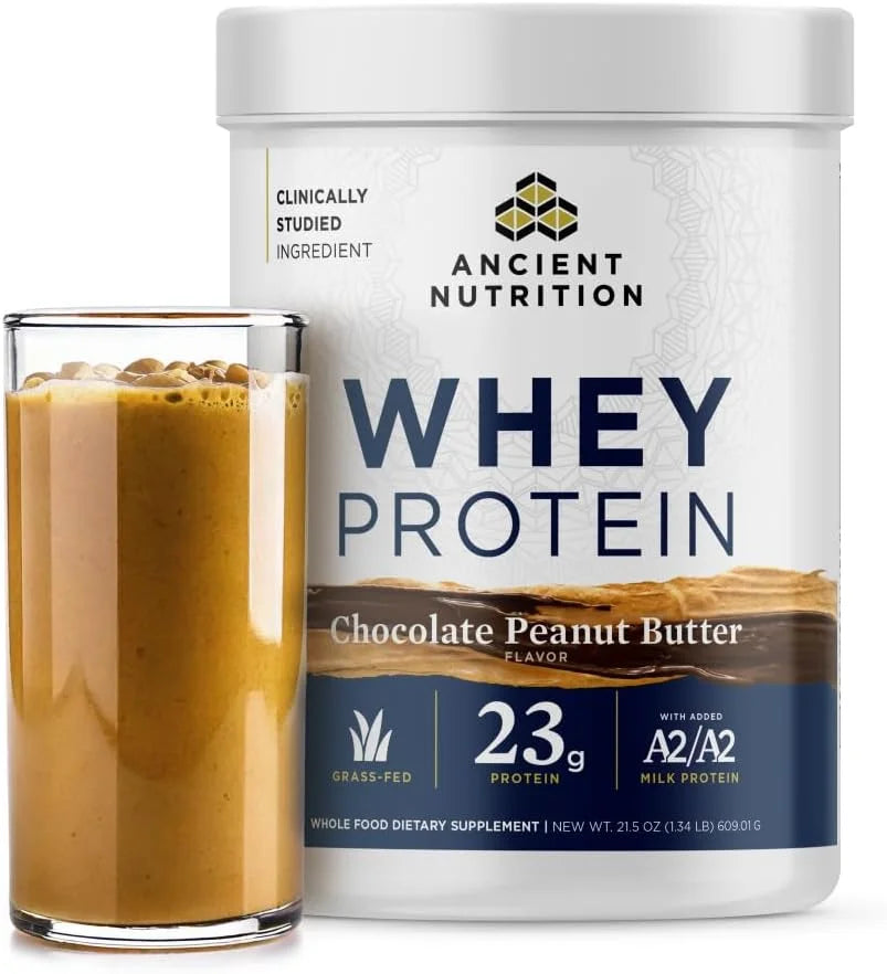 Ancient Nutrition Grass Fed Whey Protein, Collagen Peptides, Vanilla