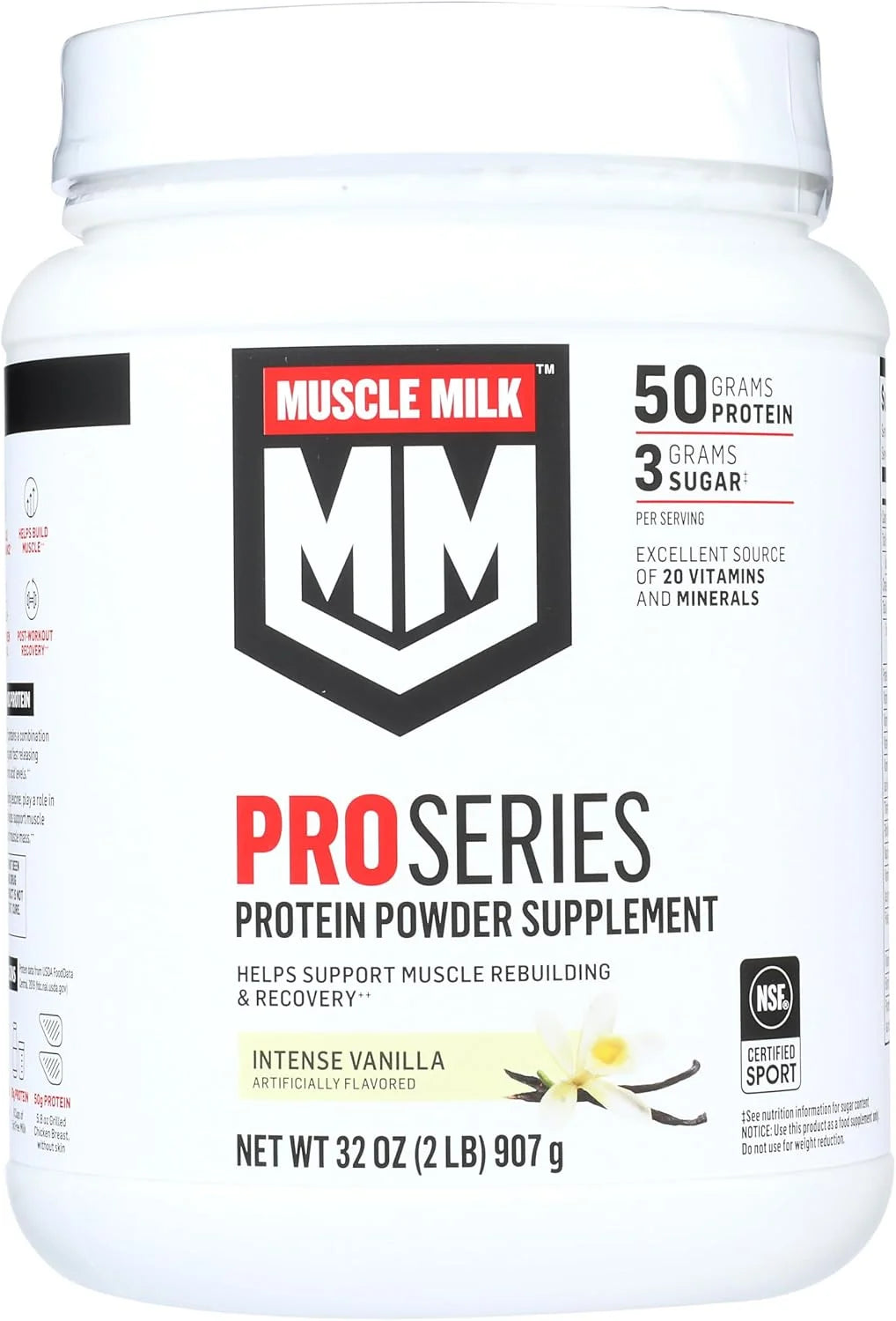 Muscle Milk Powder Pro Series, 50 Grams Protein, Intense Vanilla, 2 Pounds