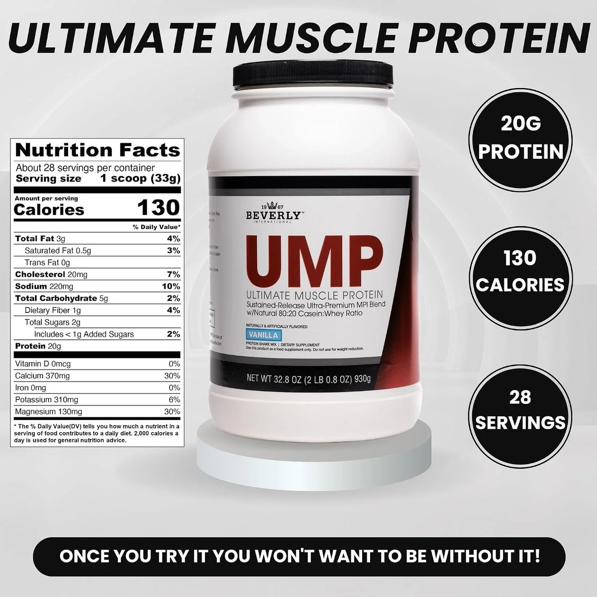 Beverly International UMP Protein Powder, Vanilla, 32.8 oz