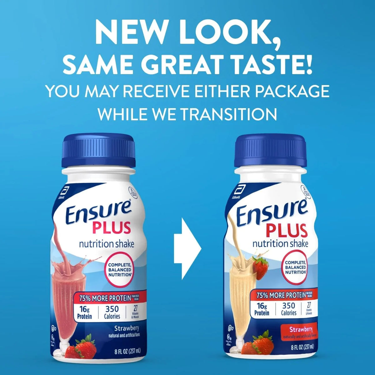 Ensure Plus Strawberry Nutrition Shake, 24 Pack