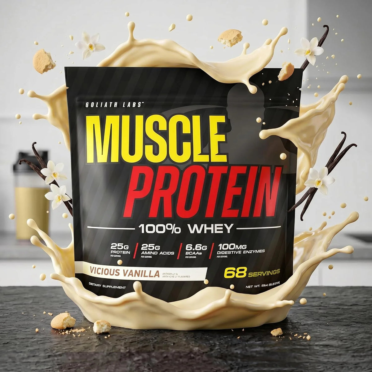 100% Muscle Whey Protein Powder Flavored, 10 lbs (pack of 2), Vanilla