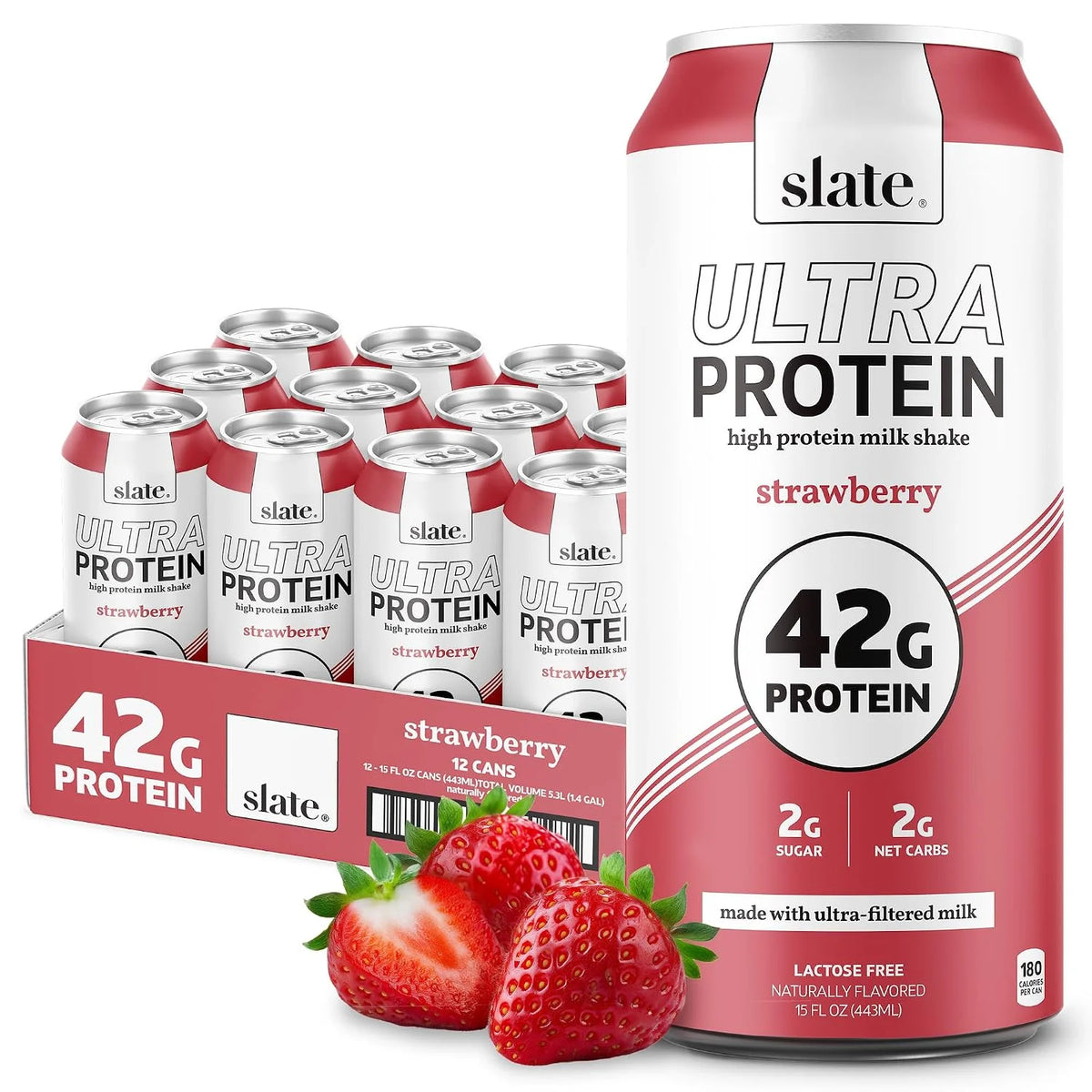 Slate Milk Strawberry Ultra 42g High Protein Milk Shake (12 Cans)