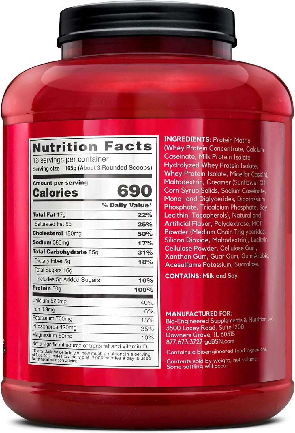 BSN True-Mass Weight Gainer Protein Powder, Vanilla Ice Cream, 16 Servings