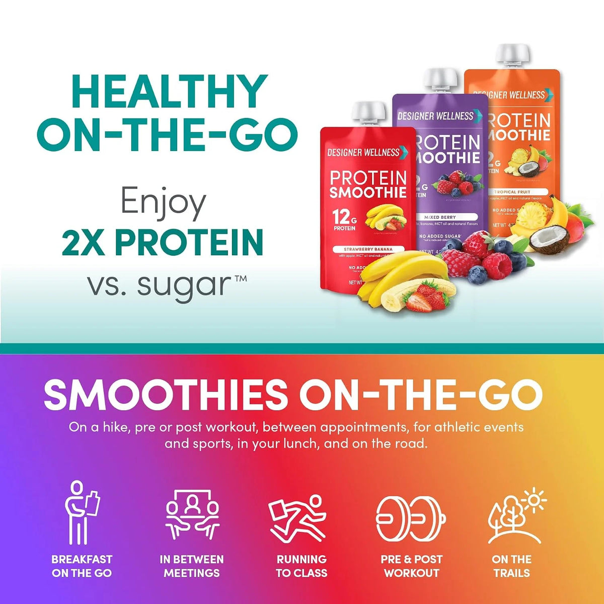 Designer Wellness, Original Variety, Protein Smoothie, 12g Whey, 12 ct