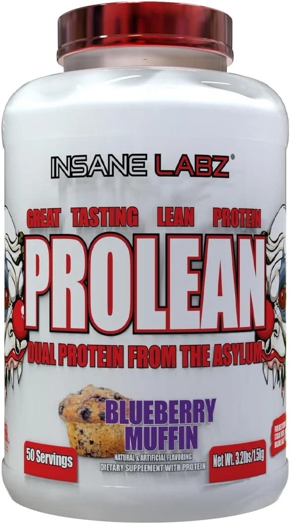 Insane Labz ProLean | Premium Hydrolyzed Collagen Protein & Whey Isolate Protein Powder | 26g Protein | Low Fat, Zero Sugar | 50 Servings Blueberry Muffin