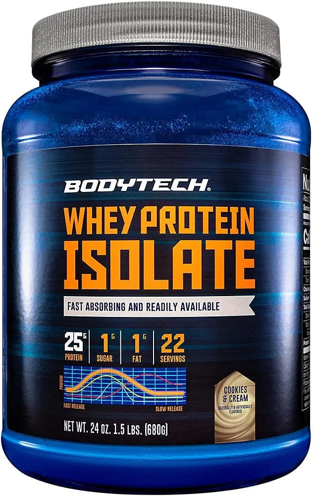 BodyTech Whey Protein Isolate Powder - 25g Protein per Serving with BCAAs - Fast-Absorbing for Muscle Growth & Recovery - Fruity Cereal (1.5 lb, 23 Servings)