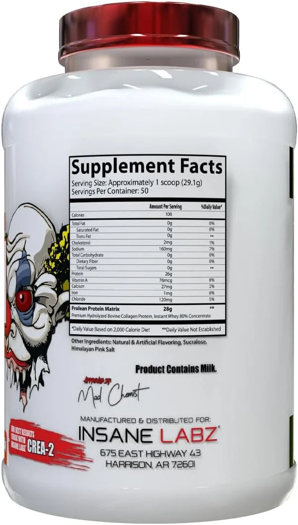 Insane Labz ProLean | Premium Hydrolyzed Collagen Protein & Whey Isolate Protein Powder | 26g Protein | Low Fat, Zero Sugar | 50 Servings Blueberry Muffin