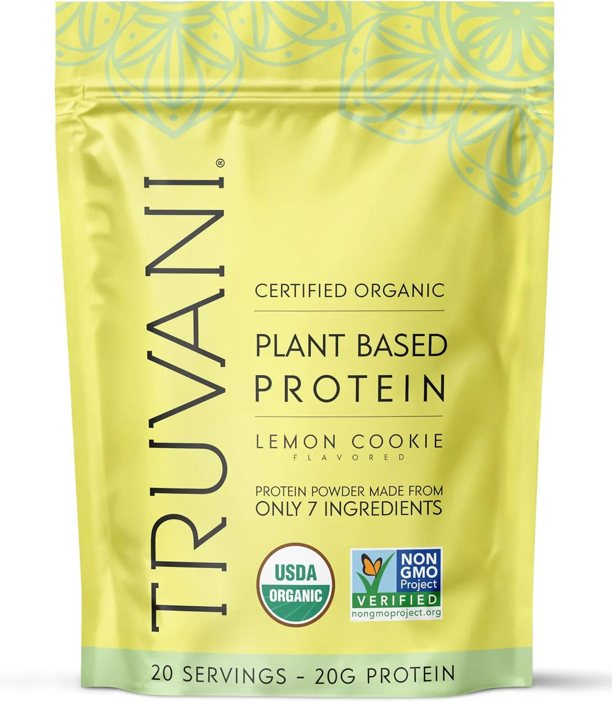 Truvani Organic Plant Based Protein Powder | Lemon Cookie | 20 Servings