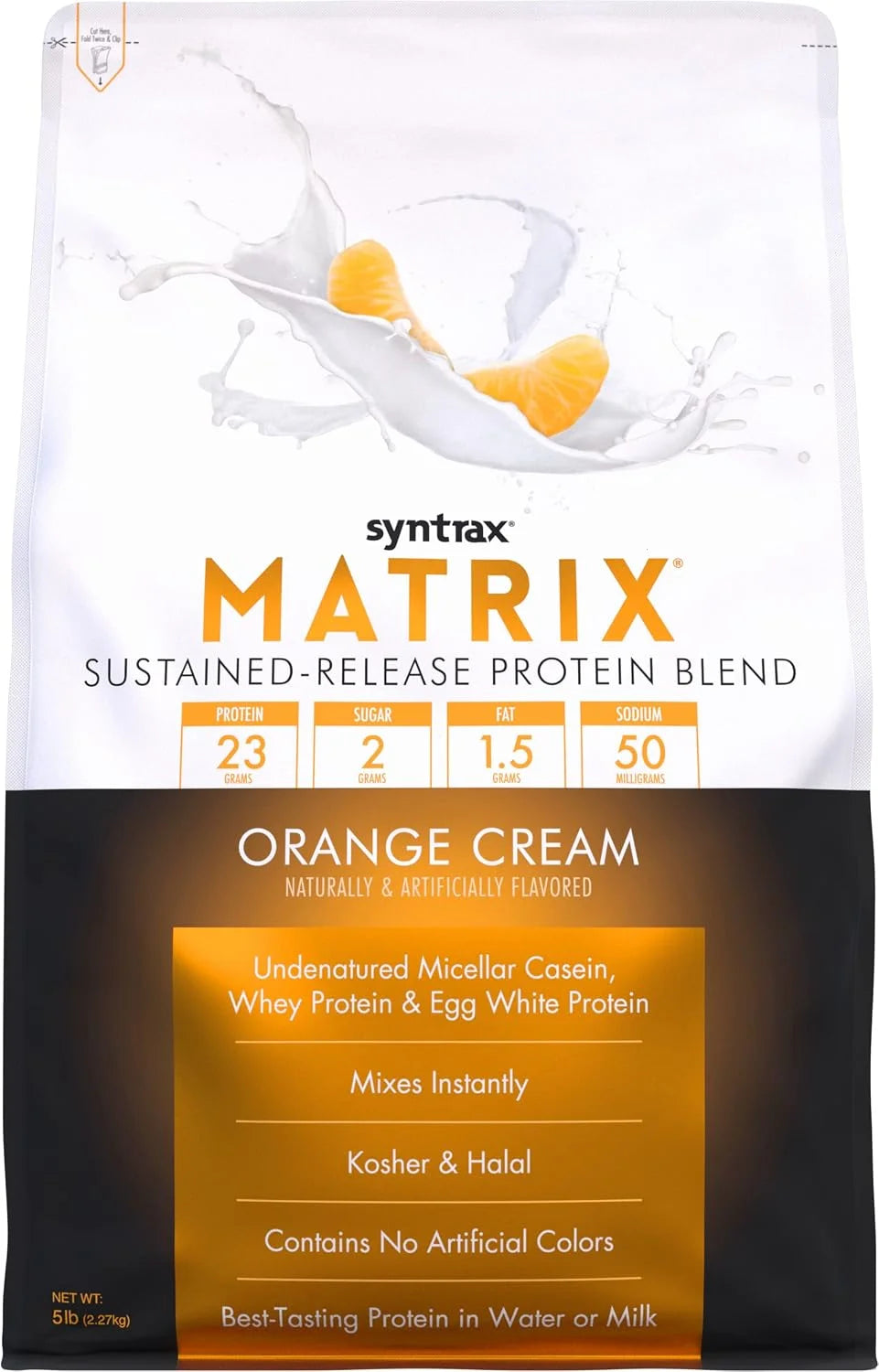 Syntrax Matrix Sustained‑Release Protein Powder Blend, Orange Cream, 5 lb