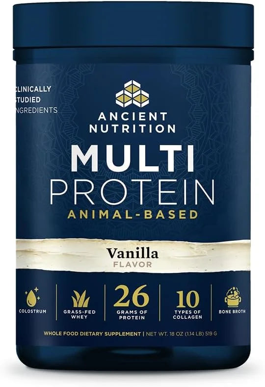 Ancient Nutrition Grass Fed Multi Protein, Bone Broth, Whey, Strawberry