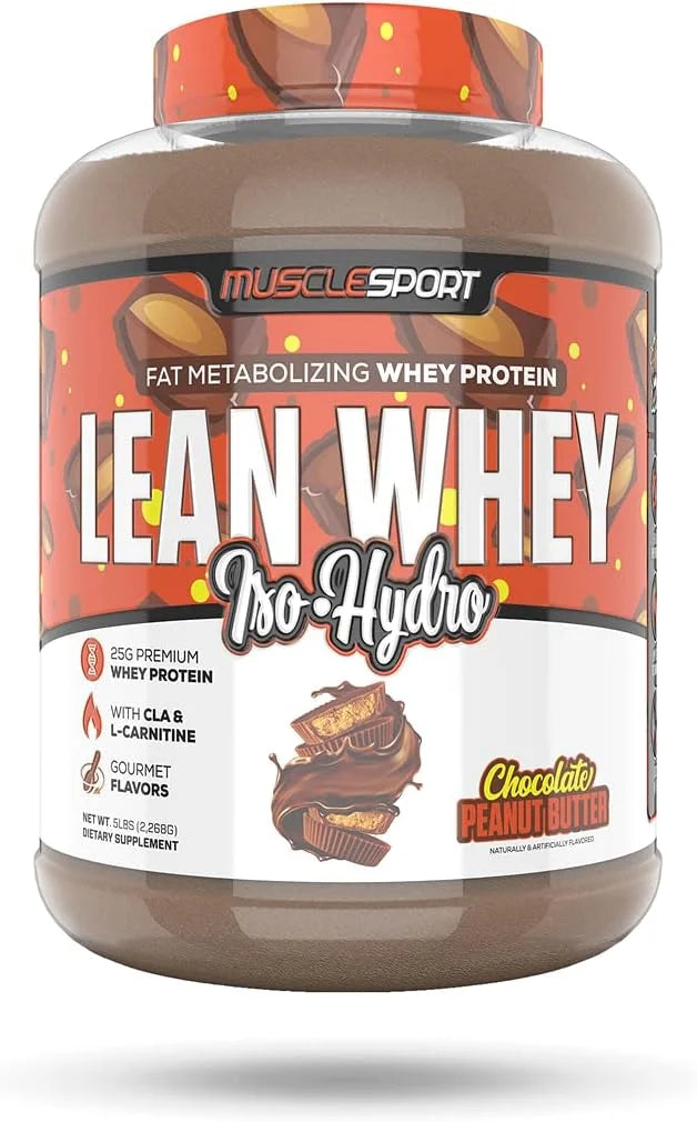 Musclesport Lean Whey Revolution™ Protein Powder - Whey Protein Isolate - Low Calorie, Low Carb, Low Fat, Incredible Flavors - 25g Protein per Scoop - 5lb Chocolate Peanut Butter