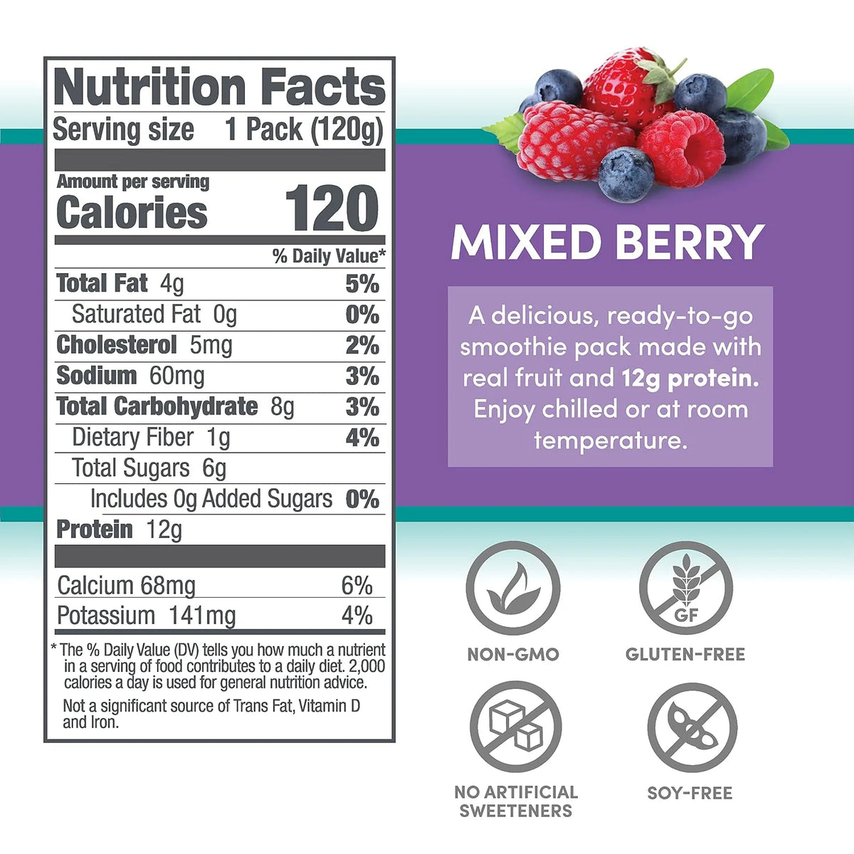 Designer Wellness, Mixed Berry, Protein Smoothie, 12g Whey, 12 ct