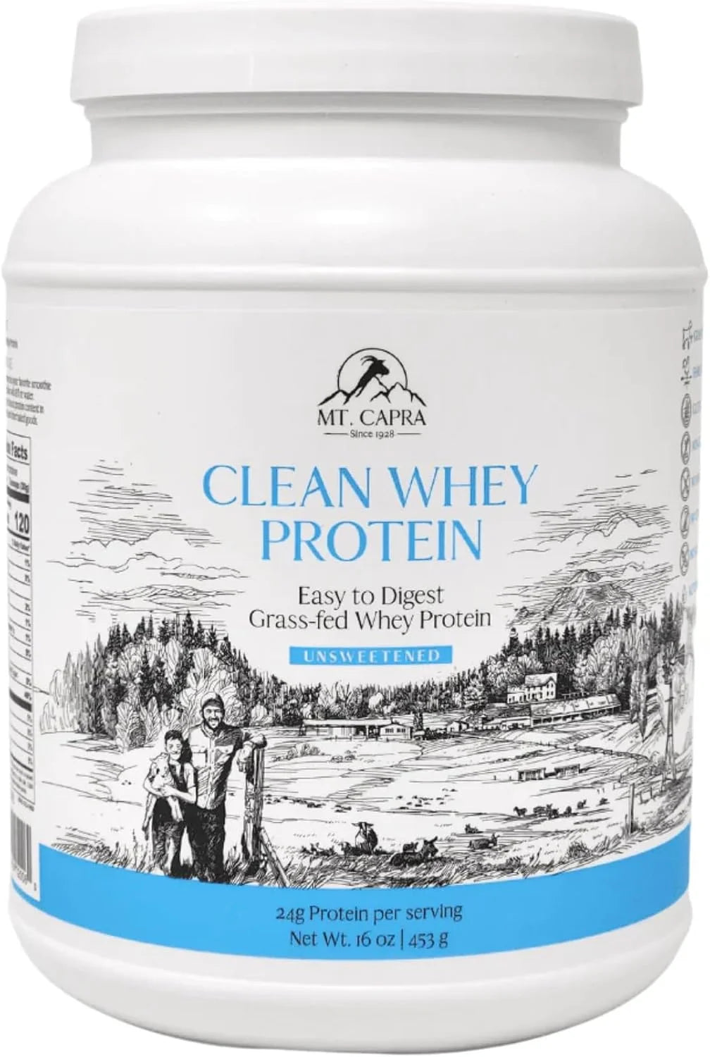 Mt. Capra Clean Whey Protein | 24 g Protein Per Serving | Unsweetened