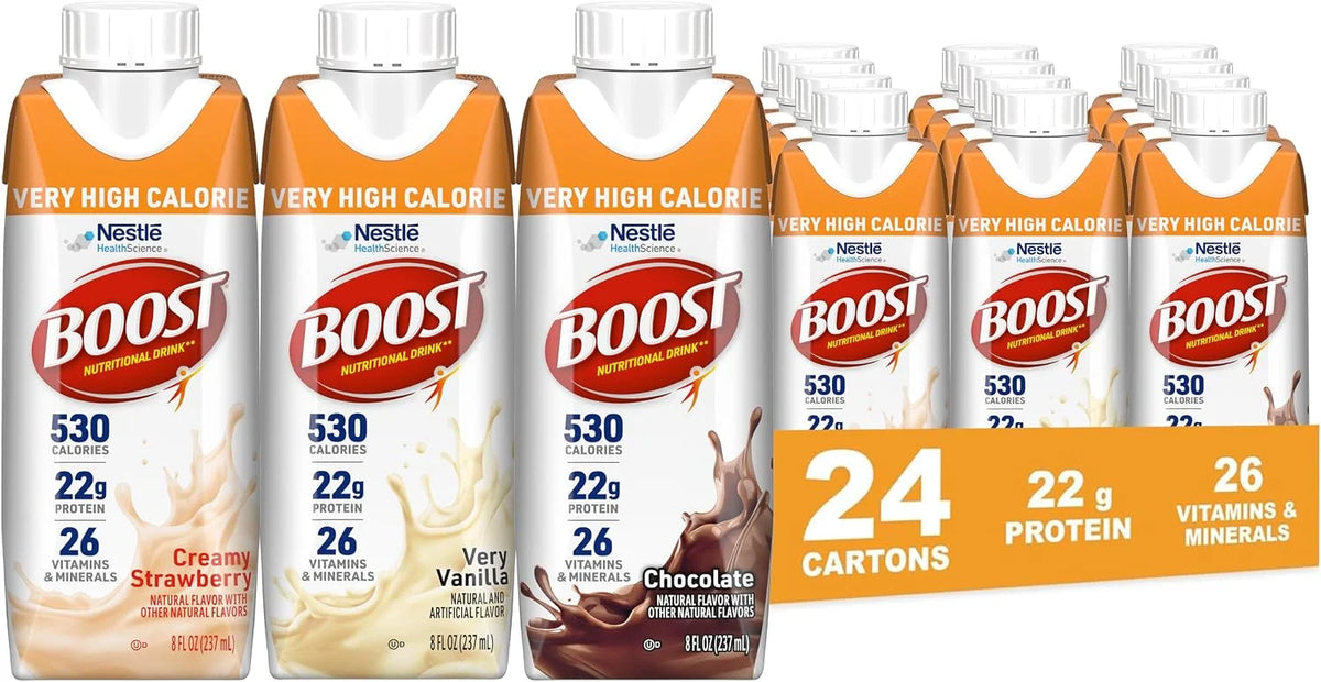 BOOST Very High Calorie Nutritional Drink, Chocolate, 8 Fl Oz, 24 pk