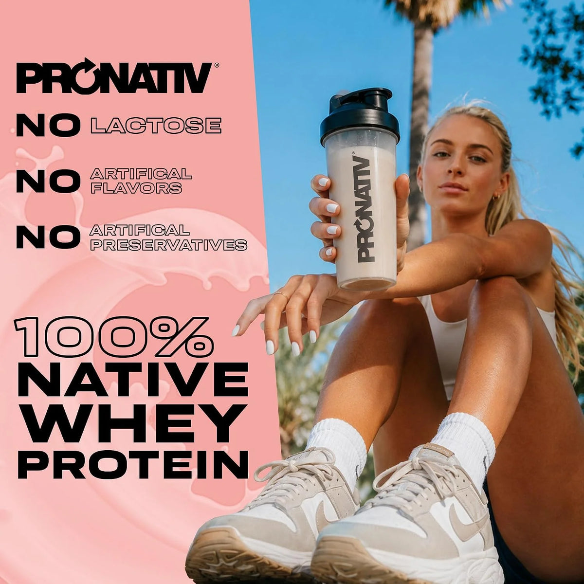 100% Whey Native Protein Powder, Silky Strawberry, 2 lb, Made from Farm Fresh Milk, No Artificial Flavors or Preservatives, for Muscle Health and Recovery, Lactose Free
