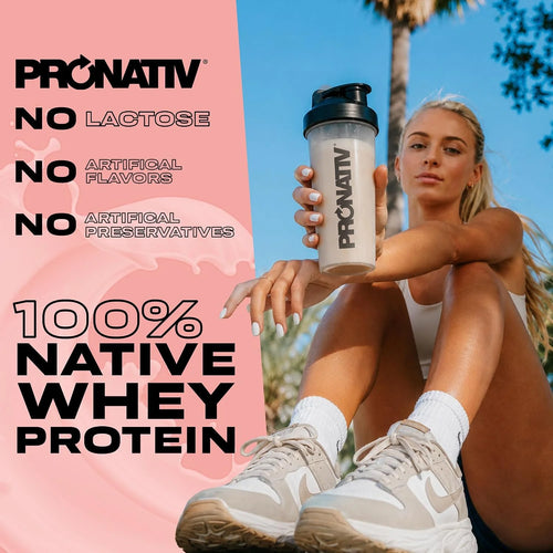 100% Whey Native Protein Powder, Silky Strawberry, 2 lb, Made from Farm Fresh Milk, No Artificial Flavors or Preservatives, for Muscle Health and Recovery, Lactose Free