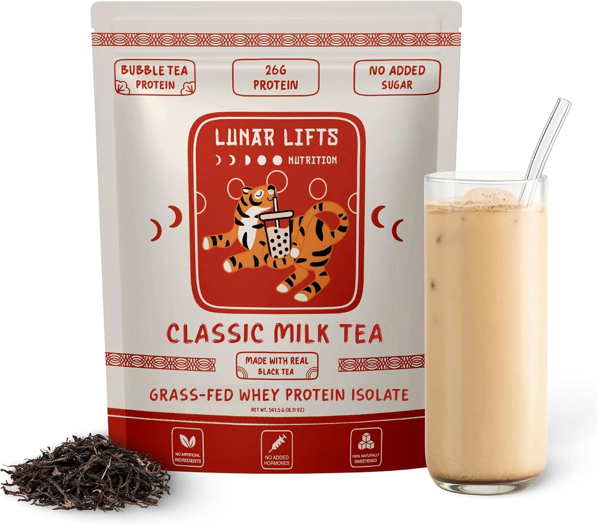 Lunar Lifts Classic Milk Tea Boba Protein Powder, 15 Servings