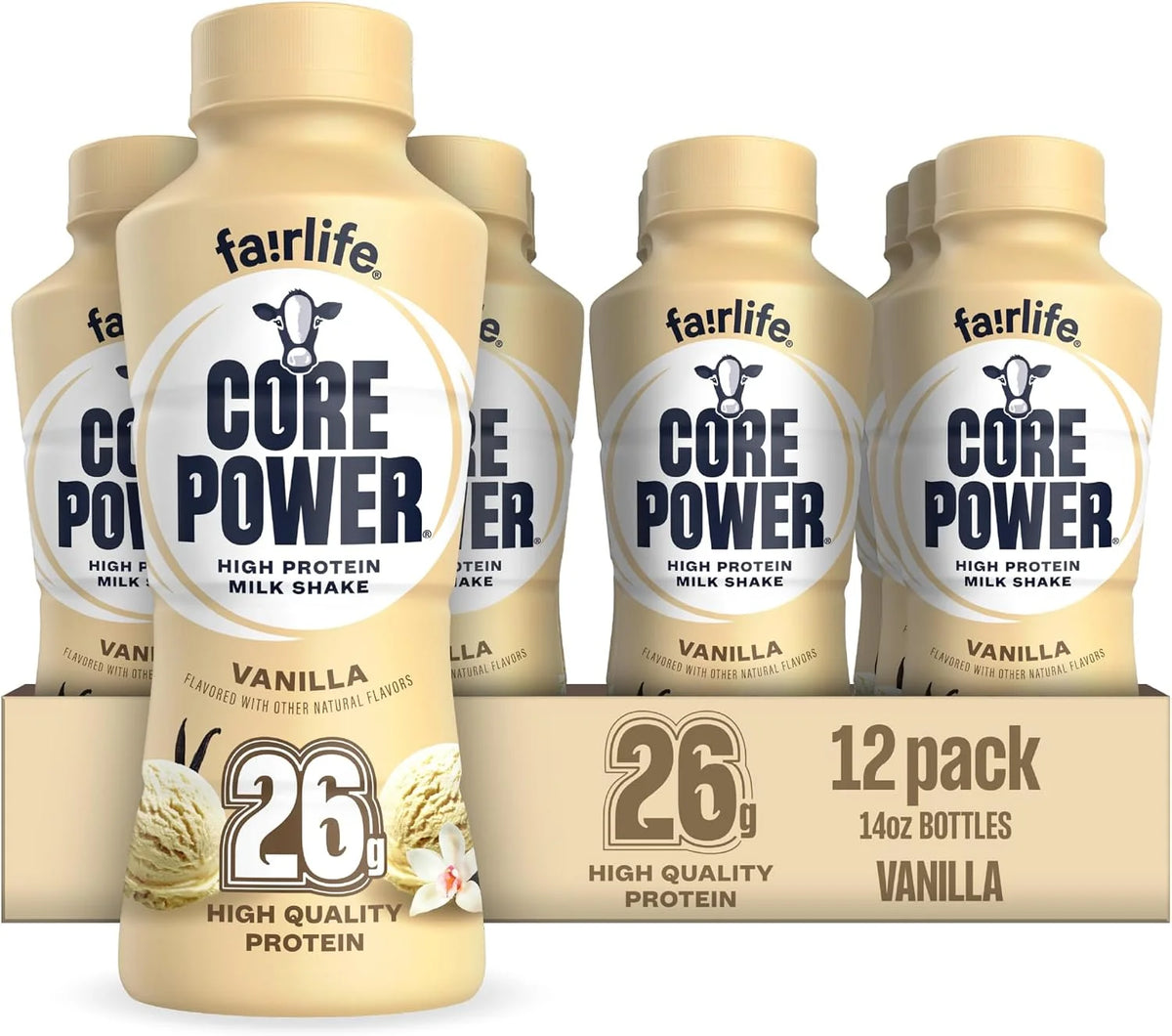 Core Power Fairlife 26g Protein Milk Shakes, Liquid Ready To Drink for Workout Recovery, Chocolate, 14 Fl Oz Bottle (Pack of 12)