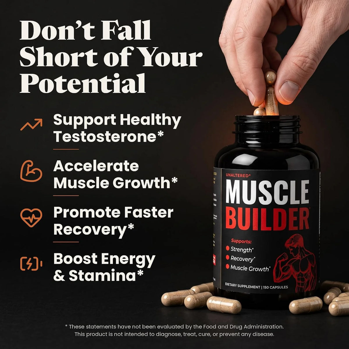 6-in-1 Muscle Builder for Men, Testosterone Support Supplement - 150 Ct