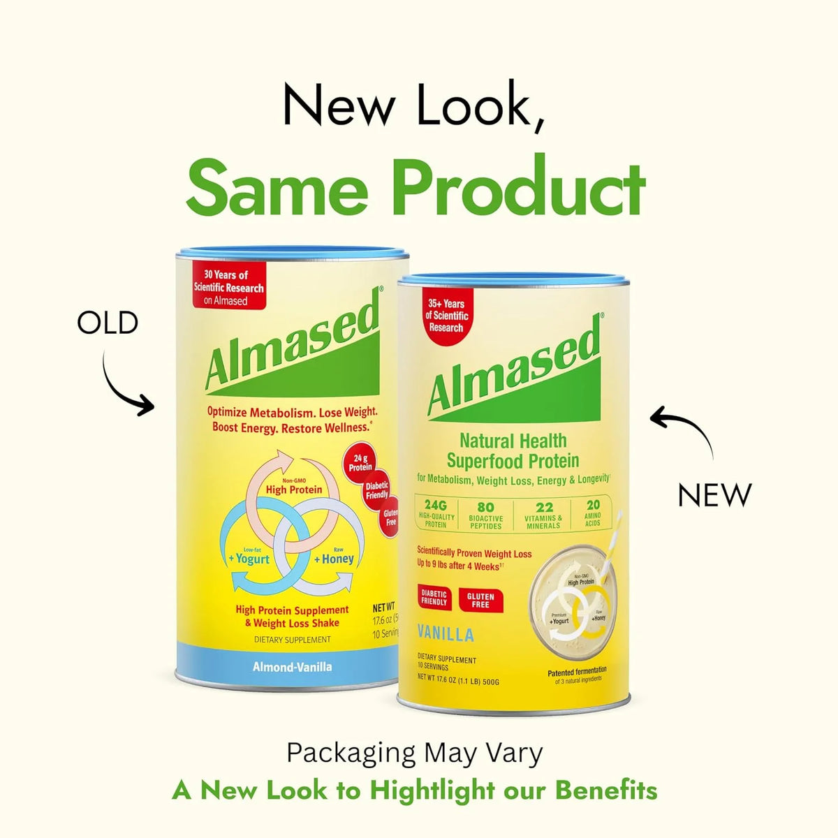 Almased Vanilla Meal Replacement Shake - Low-Glycemic High Plant Base Protein Powder- Nutritional Weight Health Support Supplement - Vanilla Flavor - 17.6 oz (1.1 Pound (4 Pack))